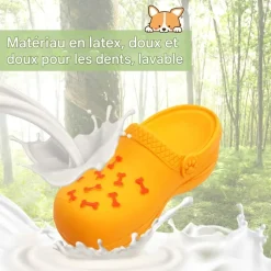 DOWNYPAWS - Jouets à mâcher pour chien- chaussons jouets interactifs pour nettoyer les dents-orange