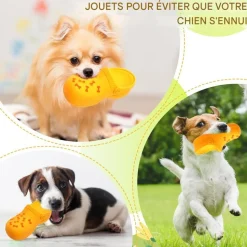 DOWNYPAWS - Jouets à mâcher pour chien- chaussons jouets interactifs pour nettoyer les dents-orange