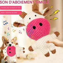 DOWNYPAWS - Jouets en peluche pour chiens-forme de vachejouets à mâcher - 22 x 15 cm
