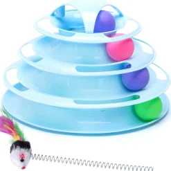 DOWNYPAWS - Jouets pour chats-jouets interactifs-avec balles colorées-boule et souris-bleu 3 couches