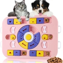 DOWNYPAWS - Jouets pour chiens mangeoire-jeu d'intelligence pour chien rose-35*29*3.8cm