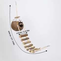 DOWNYPAWS - Kokosnuss schale hängendes vogelnest schlafnest für papageien natürliche vogelhaus mit leiter