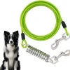 DOWNYPAWS - Laisse pour chien- boucle à double tête + ressort antidéflagrant - 8 m x 5 mm-fil d'acier étanche
