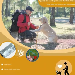 DOWNYPAWS - Laisse pour chien- boucle à double tête + ressort antidéflagrant - 8 m x 5 mm-fil d'acier étanche