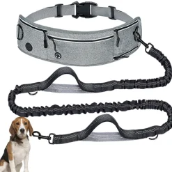 DOWNYPAWS - Laisse pour chien mains libres-courant - gris-avec sac de rangement