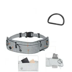 DOWNYPAWS - Laisse pour chien mains libres-courant - gris-avec sac de rangement