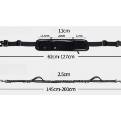 DOWNYPAWS - Laisse pour chien mains libres-courant - gris-avec sac de rangement