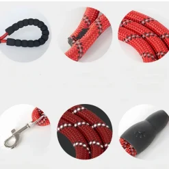 DOWNYPAWS - Laisse pour chien ensemble rouge trois pièces-corde + collier + harnais de poitrine
