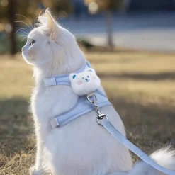 DOWNYPAWS - Laisse réglable pour chat - 1.2m, bleu