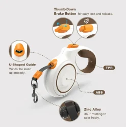 DOWNYPAWS - Laisse rétractable en nylon robuste de 5 mètres pour chiens de toutes tailles