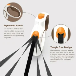 DOWNYPAWS - Laisse rétractable en nylon robuste de 5 mètres pour chiens de toutes tailles