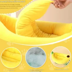 DOWNYPAWS - Lit pour chat en forme de banane-70*40*13cm