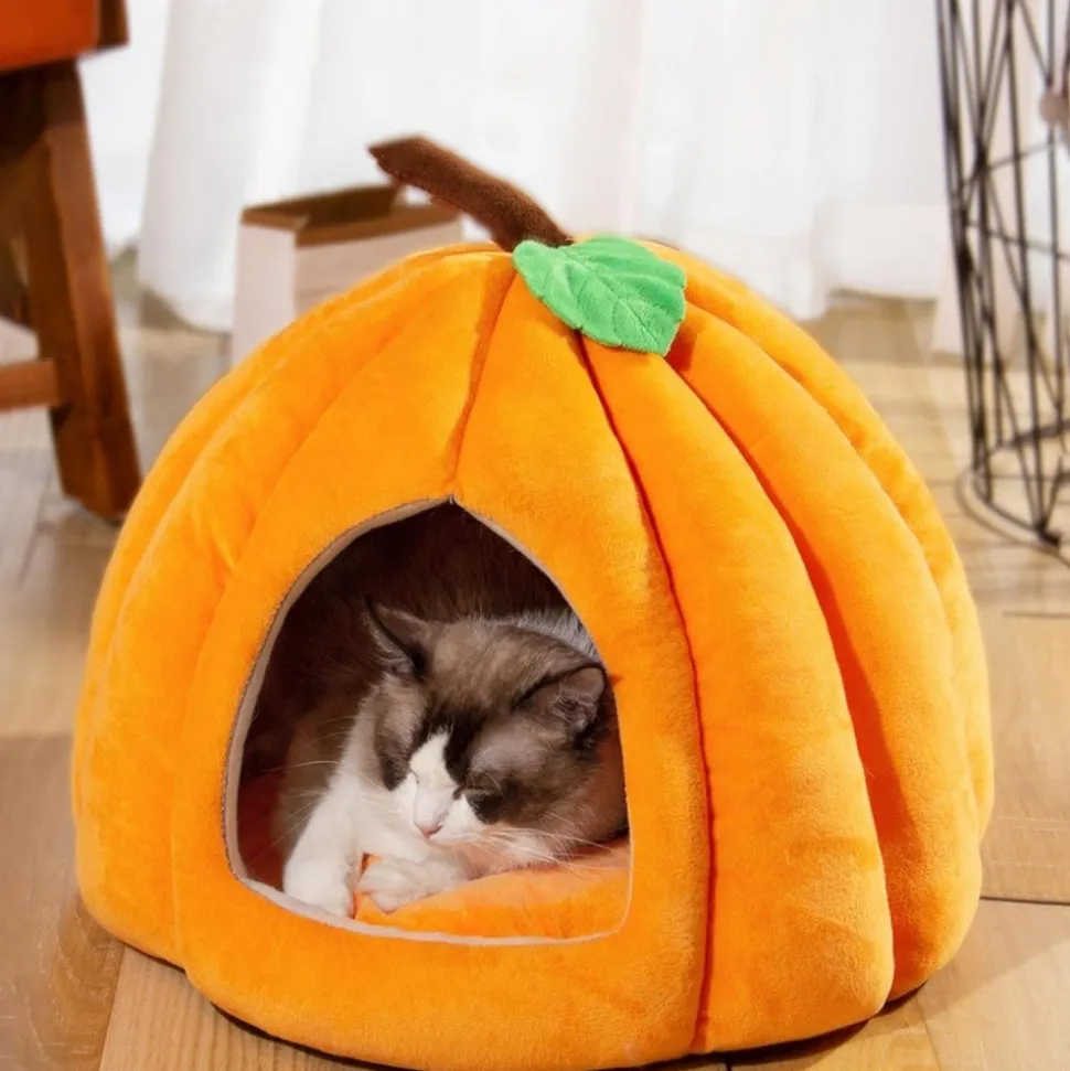 DOWNYPAWS - Lit pour chat-panier pour chat couleur orange-m-47*47*42cm