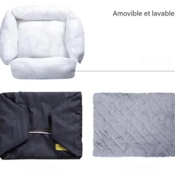 DOWNYPAWS - Lit pour chien et chat gris-60*50*20cm-nid super chaud en treillis matelassé