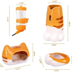 DOWNYPAWS - Lot accessoires hamster - abreuvoir céramique, mangeoire, cachette