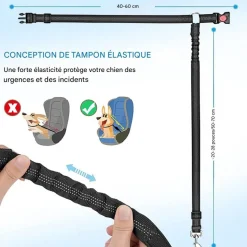 DOWNYPAWS - Lot de 2 ceintures de sécurité pour chien
