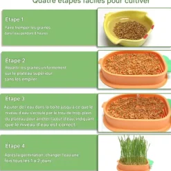 DOWNYPAWS - Lot de 2 herbe à chat pour herbe de chat hydroponique avec 10 poches en plastique, matériaux de qualité,