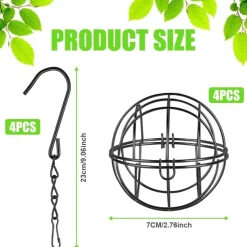 DOWNYPAWS - Lot de 4 mangeoires à boules de graisse noires - support métal résistant aux intempéries pour jardin & balcon