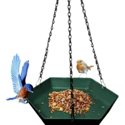 DOWNYPAWS - Mangeoire à oiseaux suspendue - forme hexagonale