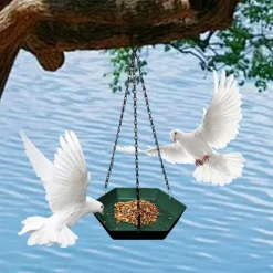 DOWNYPAWS - Mangeoire à oiseaux suspendue - forme hexagonale