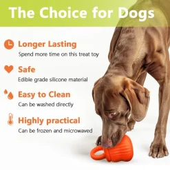 DOWNYPAWS - Mangeur lent de chien en silicone médical certifié fda orange