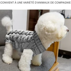 DOWNYPAWS - Manteau de laine tricoté pour chien,tricot torsadé de couleur unie