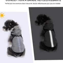 DOWNYPAWS - Manteau pour chiens-avec harnais-réfléchissant imperméable-gris taille xl