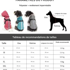 DOWNYPAWS - Manteau pour chiens-avec harnais-réfléchissant imperméable-vert taille 2xl