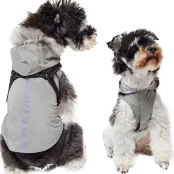 DOWNYPAWS - Manteau pour chiens-avec harnais-réfléchissant imperméable-gris taille 2xl