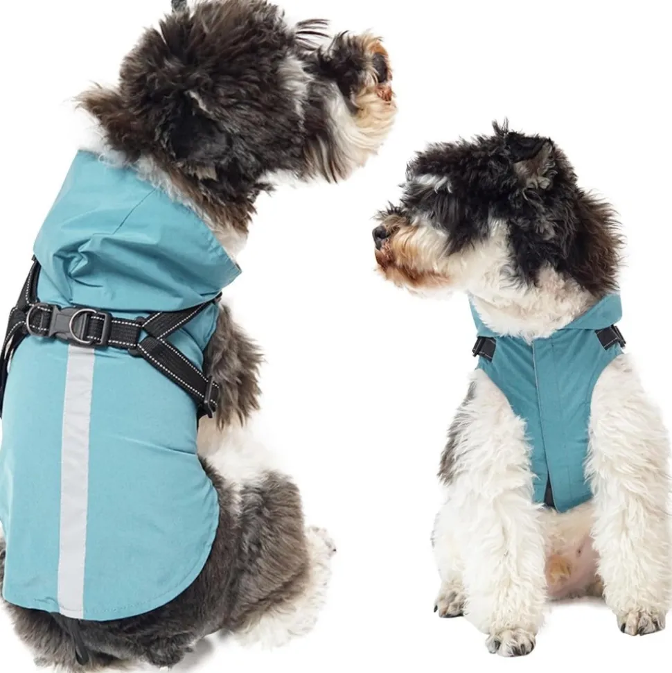 DOWNYPAWS - Manteau pour chiens-avec harnais-réfléchissant imperméable-vert taille s