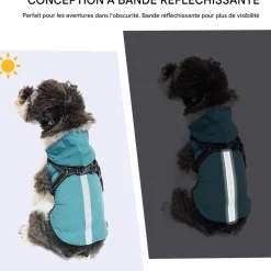 DOWNYPAWS - Manteau pour chiens-avec harnais-réfléchissant imperméable-vert taille s