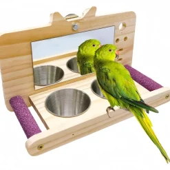 DOWNYPAWS - Miroir oiseau - perchoir en bois avec miroir