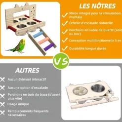 DOWNYPAWS - Miroir oiseau - perchoir en bois avec miroir