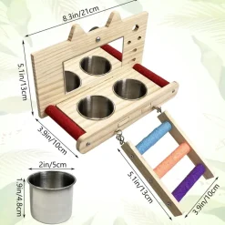 DOWNYPAWS - Miroir oiseau - perchoir en bois avec miroir