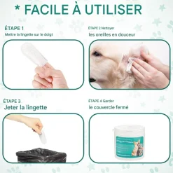 DOWNYPAWS - Nettoyantes pour oreilles de chienlingettes