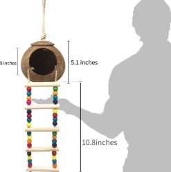 DOWNYPAWS - Nid d'oiseau de coco avec jouet et pour perruches, en herbe et fait main