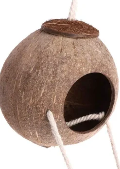 DOWNYPAWS - Nid d'oiseau naturel en coquille de noix de coco avec corde