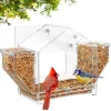 DOWNYPAWS - Nid d'oiseaux transparent - remplisseur d'aliments pour oiseaux pour fenêtre extérieure