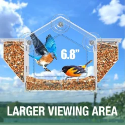 DOWNYPAWS - Nid d'oiseaux transparent - remplisseur d'aliments pour oiseaux pour fenêtre extérieure