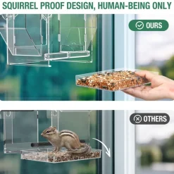 DOWNYPAWS - Nid d'oiseaux transparent - remplisseur d'aliments pour oiseaux pour fenêtre extérieure