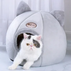 DOWNYPAWS - Panier pour chat-lit pour chat- forme de chat gris-l 36 x 36 x 36 cm