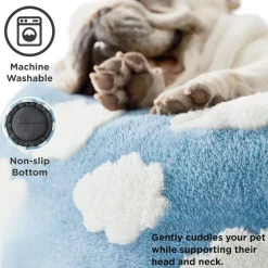 DOWNYPAWS - Panier rond pour chien et chat - avec housse lavable, moelleux et antidérapant