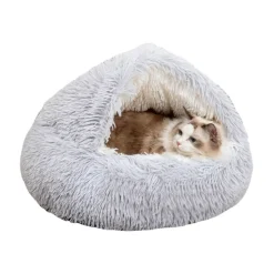 DOWNYPAWS - Panier Semi-Fermé Confortable Pour Chat, Polyester Doux