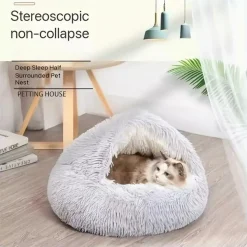 DOWNYPAWS - Panier Semi-Fermé Confortable Pour Chat, Polyester Doux