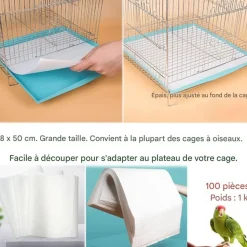 DOWNYPAWS - Papier cage oiseau 30*50cm lot de 100 feuilles