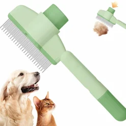 DOWNYPAWS - Peigne anti - puces en acier inoxydable (vert), taille universelle pour animaux