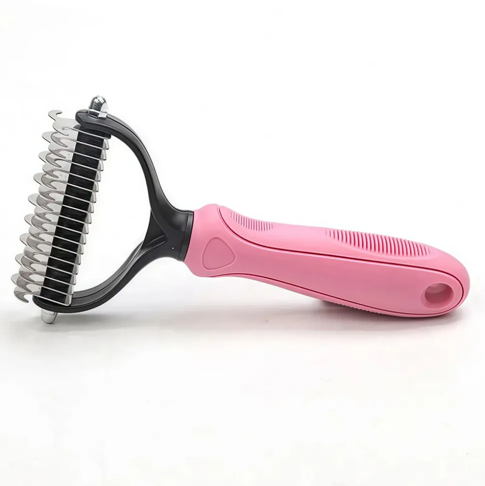 DOWNYPAWS - Peigne démêlant pour animaux de compagnie en plastique durable et acier inoxydable - pour nettoyage et toilettage