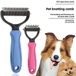 DOWNYPAWS - Peigne démêlant pour animaux de compagnie en plastique durable et acier inoxydable - pour nettoyage et toilettage