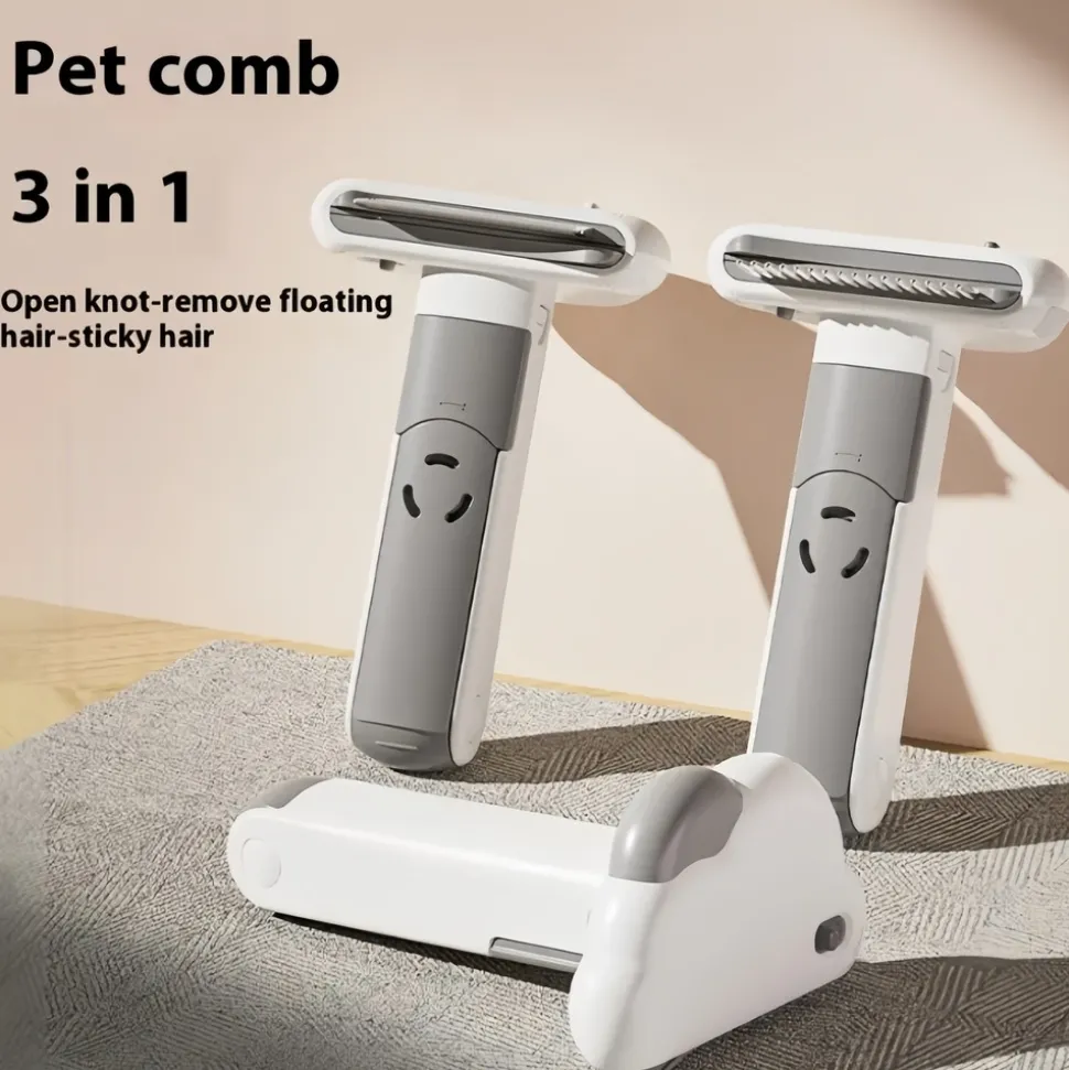 DOWNYPAWS - Peigne multifonctionnel trois - en - un pour chat : élimine les poils morts fourniture essentielle de toilettage