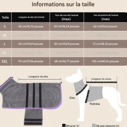 DOWNYPAWS - Peignoir pour chienabsorption d'eau